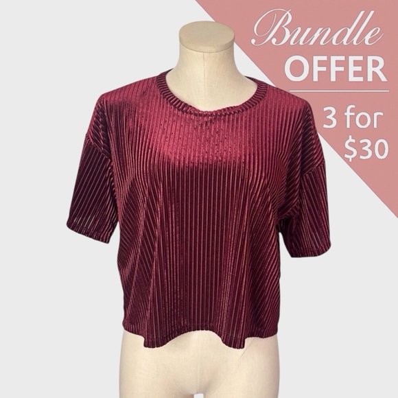 Forever 21 Tops - Forever 21 Ribbed Velvet Boxy Crop Top